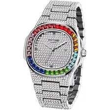 Lujo Bling Colorido Completo Diamante Relojes Moda Cuarzo An