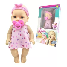 Boneca Luni Tata Baby Com Chupeta Bebê Brinquedo Divertoys