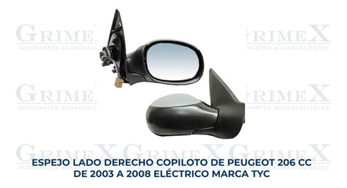 Espejo Peugeot 206 Cc 2003-04-05-06-07-2008 Electrico Ore Foto 10