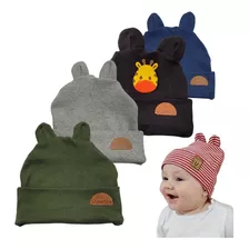 Kit 4 Gorro Orelinha Bebê Algodão