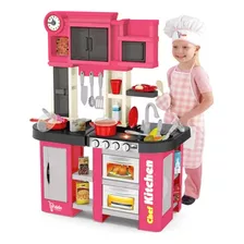 Cocina Cocinita Infantil Luz, Sonido Y Agua 58 Piezas Color Rosa