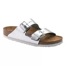 Sandalia Birkenstock Arizona Metallic Silver Mujer Casual