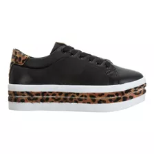 Tênis Femininos Salto Plataforma Animal Print Branco