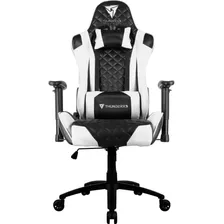 Cadeira De Escritório Thunderx3 Tgc12 Gamer Ergonômica Preta E Branca Com Estofado De Couro Sintético