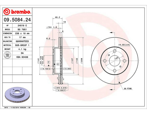 Par Discos Brembo Geo Prizm Lsi 1991-1992 Delantero Foto 2