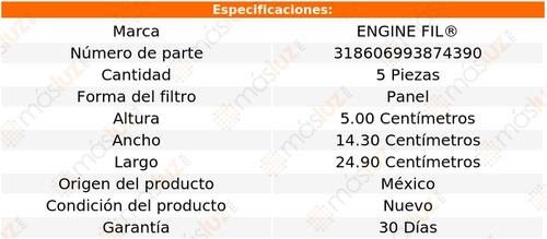 Paq 5 Filtros De Aire Sc1 4 Cil 1.9l 1995/2002 Engine Fil Foto 2