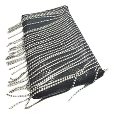 Bolsa De Festa Borla Diamante Feminina De Mão Cor Preto