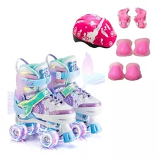 Super Kit Patins Infantil Rosa 60kg + Acessórios Proteção