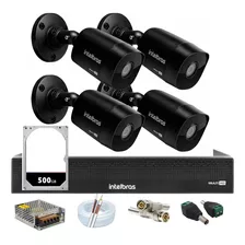 Kit Intelbras 4 Cameras 1230b Black Dvr 3004c Full Hd C/hd