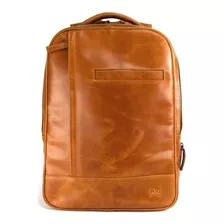 Backpack Ag Leather Doble Compartimento 100% Piel Miel 