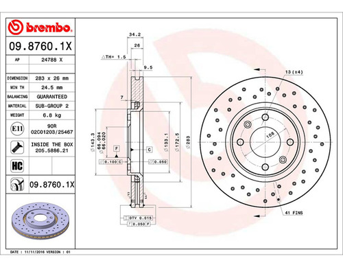 Par Discos Brembo Peugeot 307 Xsi 2005-2008 Delantero Foto 2