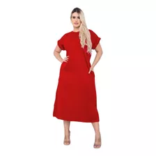 Vestido Plus Size Midi Moda Evangélica Feminino Canelado