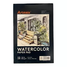 Block Acuarelas Papel Hojas 300gr Artmate 10x15 Cm Artistico