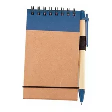 10 Libretas Bolsillo Chica Boligrafo Ecologica Pluma Colores Color Azul