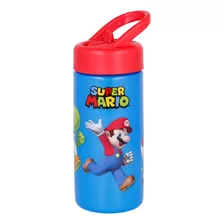 Botella Plástico 410 Ml Super Mario Bros Pajita Libre Bpa