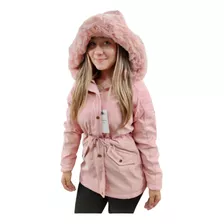 Campera Parka Mujer Larga Abrigo Moda Piel Capucha Importada