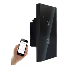 Apagador Inteligente Wifi Touch 2 Botones Negro Alexa/google