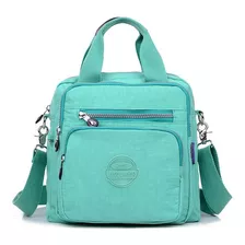 Bolsa Mochila Feminina Nylon Com Alça Removível Cor Verde-claro