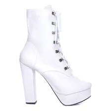 Bota Feminina Coturno Meia Pata Napa Branco Nº 40 / 44 Lgbt