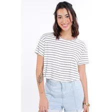 Camiseta Ampla Manga Curta Feminina Listrada