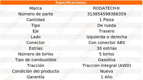 1- Maza Rueda Trasera Izq/der Equinox V6 3.0l 10/12 Rodatech Foto 5