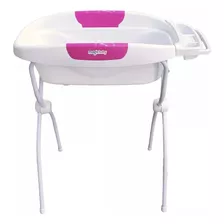 Banheira Baby Com Suporte Magic Baby Branca E Rosa 4742 Cor Branco/rosa Liso