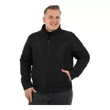 Jaqueta Plus Size Masculina Nylon Recortes Na Frente Preta