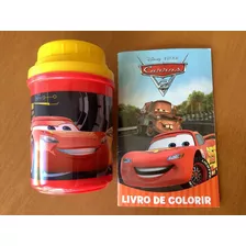 Livro Para Colorir Carros 2 + Pote Com Tampa Carros 3 Pixar