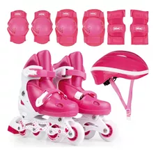 Patins Infantil Roller Regulável 34 Ao 37 Branco/rosa - Pat