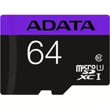 Memoria Micro Sd 64gb Clase 10 80mb/s Adata Uhs-i Cel Camara