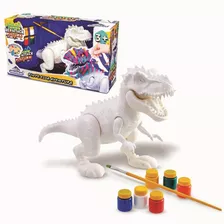 Dinossauro Rex De Brinquedo Infantil Para Colorir + 6 Tintas