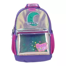 Mochila Grande Chenson The Moon Happy Girl Iridiscente Color Violeta