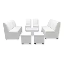 Mueble Sala Lounge Minimalista Moderna Sillones Puff Salas Color Blanco