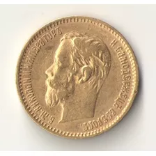 Russia 5 Rublos 1900 Ouro 4,30 Gramas Au 900 18.5 Mm Dificil