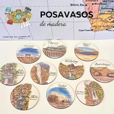 Set 10 Posavasos De Madera De La Región Del Maule