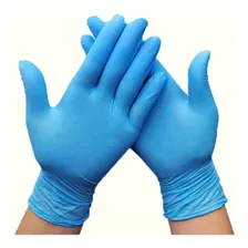 Kit Cuidado Com Mãos 100 Un Luva Nitrilica Azul Descartável