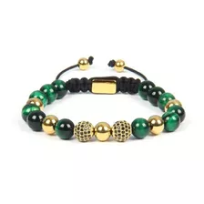 Pulsera Hombre O Mujer Piedra Ojo De Tigre Verde