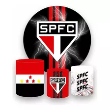 Kit Painel Tecido Redondo 1,5 + Capas Cilindros São Paulo Fc