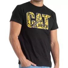 Playera Caterpillar Mc01 Negro Con Amarillo Para Hombre