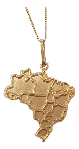 Pingente Mapa Do Brasil De Ouro 18k 750 Amarelo