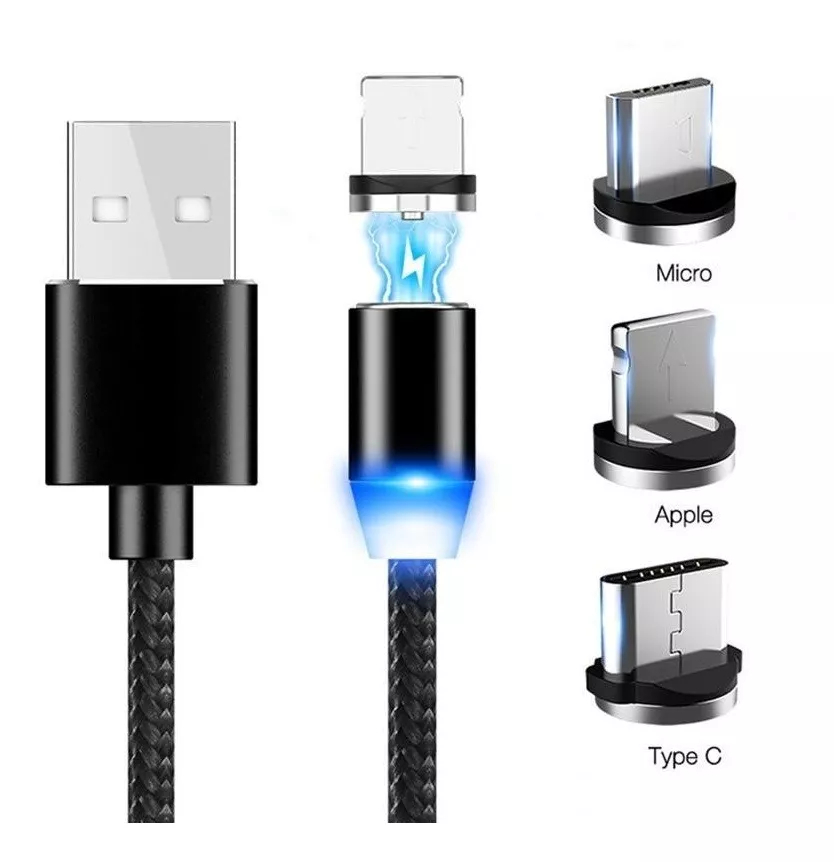 Cable Usb Magnetico 3 En 1 iPhone Tipo C Micro Mayor Y Detal