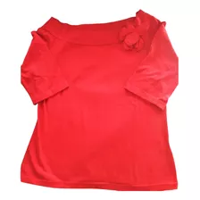 Portsaid Remera Blusa Top Mujer Elastiz Remeron Flor L Rojo