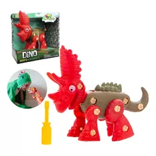 Dino Brinquedo Monta E Desmonta Jurrassic Triceratops Rex Cor Vermelho