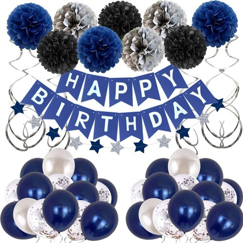 Globos Decorativos Para Fiesta De Cumpleaños Azul Marino
