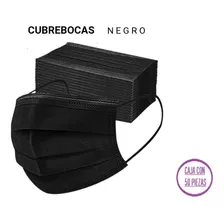 Cubrebocas Negro Tricapa Caja Con 50 Piezas 