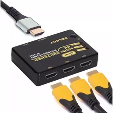 Switch Hdmi Mini Duplicador Hub 1x3 Switcher 4k Hd Video