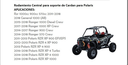 Balero Central Barra Cardan Polaris Rzr 1000/ 900 Ranger Oem Foto 2