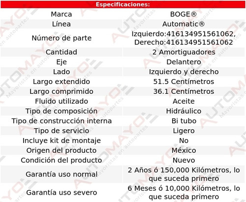 2-amortiguadores Hidrulicos Del Automatic Ford Ghia 91-94 Foto 2