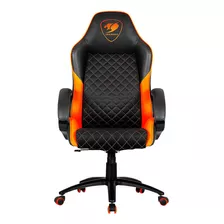 Silla De Escritorio Cougar Fusion Gamer Ergonómica Negra Y Naranja Con Tapizado De Cuero Sintético