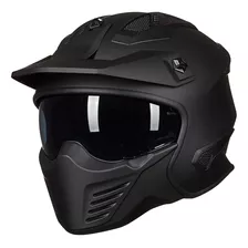 Ilm - Casco Abierto Para Motocicleta, 3/4, Negro, Xl